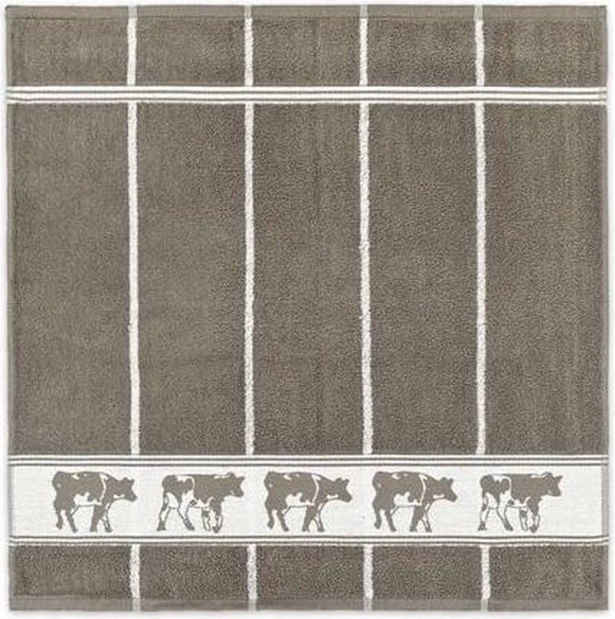 DDDDD 6x Keukendoek Set van 6 Katoen Gestreept 50x55 cm Taupe