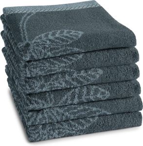 DDDDD Keukendoek Leaves 50x55cm atlantic blue set van 6