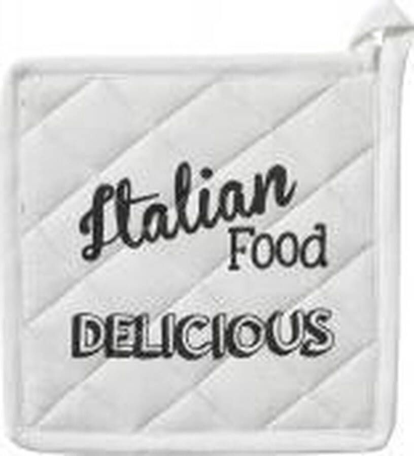 DDDDD Pannenlap Italian Food 20x20cm white Set van 6