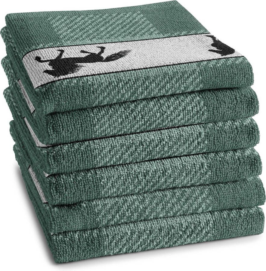 DDDDD Shanti Keukendoek Set van 6 Katoen Geruit 50x55 cm Badstof Groen