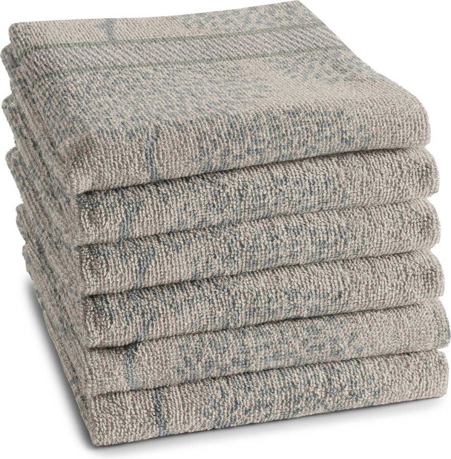DDDDD Trees Keukendoek Set van 6 Katoen Bomenprint 50x55 cm Badstof Taupe