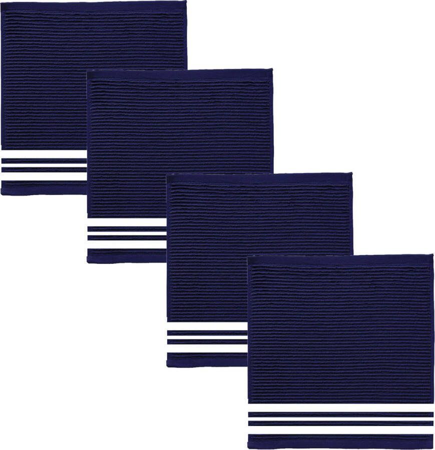 DDDDD 4x Vaatdoek Provence 30x30 cm Blauw Set van 4 stuks