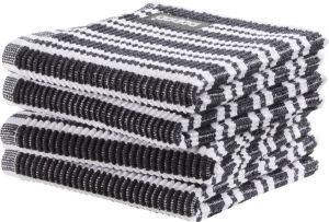DDDDD vaatdoek Stripe black 30 x 30 cm per 4 stuks