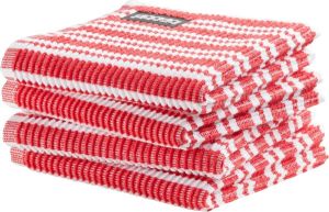 DDDDD vaatdoek Stripe red 30 x 30 cm per 4 stuks