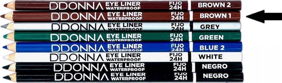 D'donna Extra lang oogpotlood met puntenslijper Bruin Eye Liner Brown Waterproof 1 stuks