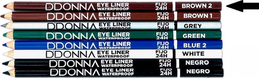 D'donna Extra lang oogpotlood met puntenslijper Donker Bruin Eye Liner Dark Brown Waterproof 1 stuks