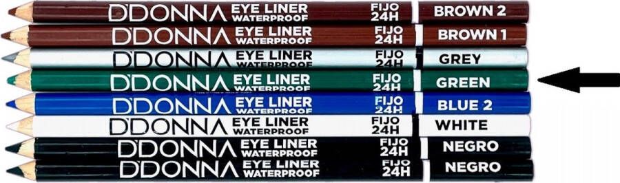 D'donna Extra lang oogpotlood met puntenslijper Groen Eye Liner Green Waterproof 1 stuks