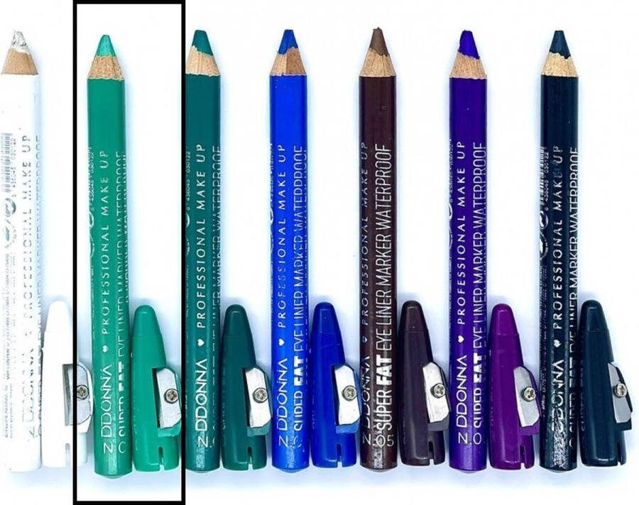 D'donna Jumbo Oogschaduw en Oogpotlood met puntenslijper Super Fat Eye Liner Marker Waterproof Licht Groen Nummer 02 1 stuks