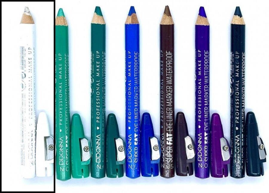 D'donna Jumbo Oogschaduw en Oogpotlood met puntenslijper Super Fat Eye Liner Marker Waterproof Wit Nummer 1 stuks