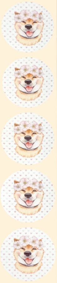 De Blije Luiaard Stickers Keeshond met bloemen Rond 4cm 100st. DBLS027