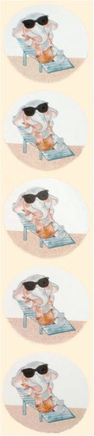 De Blije Luiaard Stickers Olifant op strandstoel Rond 4cm 100st. DBLS028