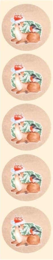 De Blije Luiaard Stickers Ree met roodborstje Rond 4cm 100st. DBLS015