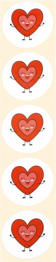 De Blije Luiaard Stickers Rood hart emoticon Rond 4cm 100st. DBLS010