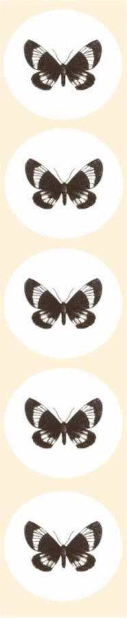 De Blije Luiaard Stickers Vlinder Zwart wit Rond 4cm 100st. DBLS005