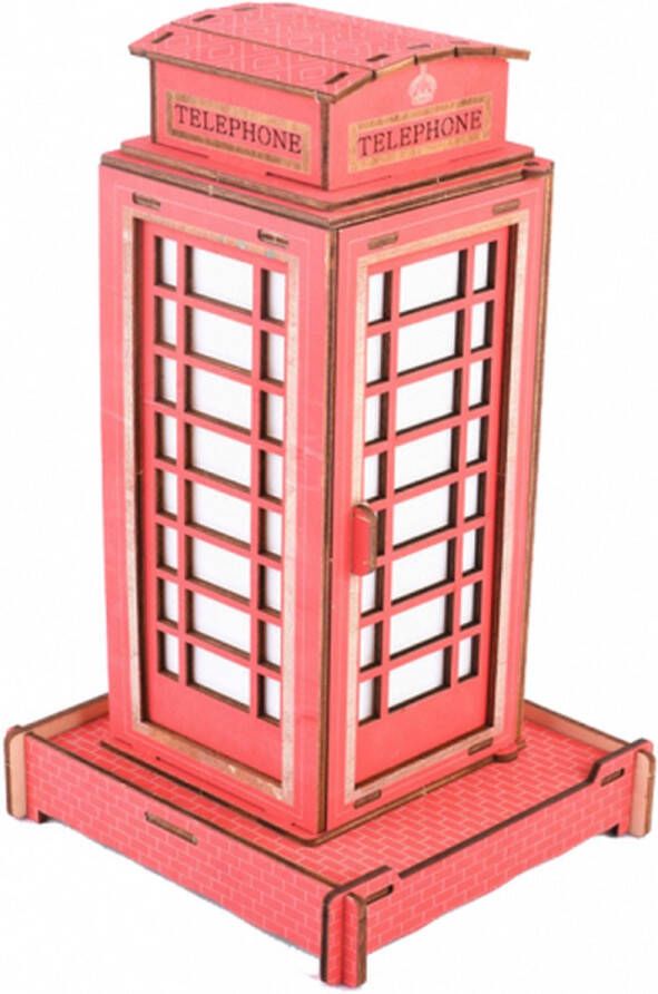 De Bouwplaats Bouwpakket 3D Puzzel Britse Telefooncel van hout- gekleurd