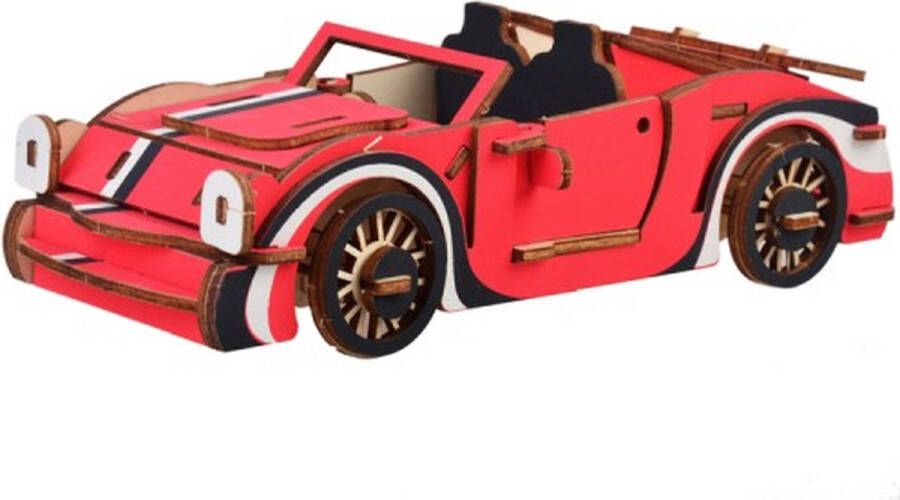 De Bouwplaats Bouwpakket 3D Puzzel Cabriolet van hout- kleur