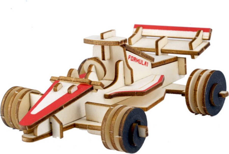 De Bouwplaats Bouwpakket 3D Puzzel Formule 1- auto van hout- kleur