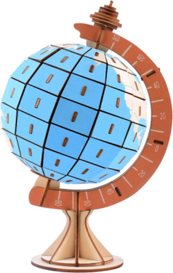 De Bouwplaats Bouwpakket 3D Puzzel Globe van hout- gekleurd
