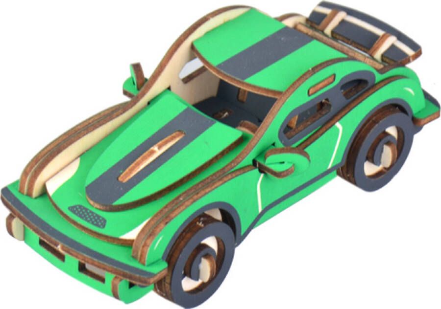 De Bouwplaats Bouwpakket 3D Puzzel Sportauto Hurricane van hout kleur