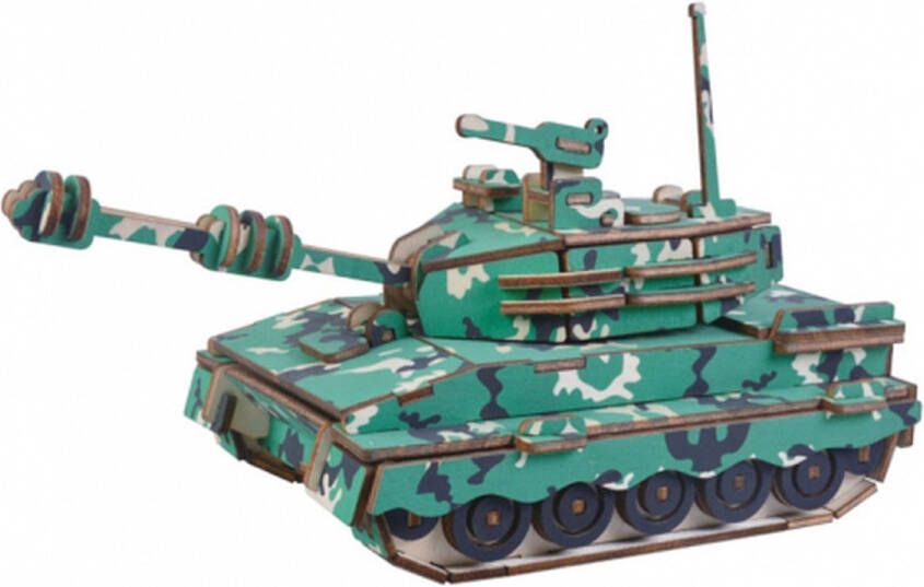 De Bouwplaats Bouwpakket 3D Puzzel Tank van hout- gekleurd