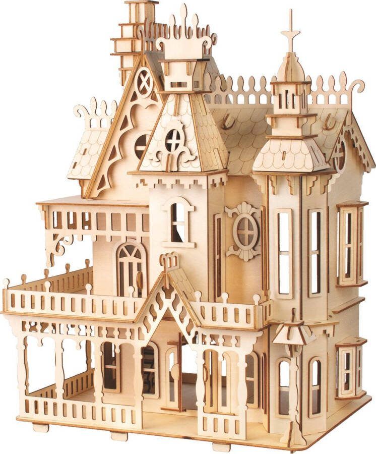 De Bouwplaats Bouwpakket Poppenhuis Villa Fantasia- vernieuwd- lasercutting