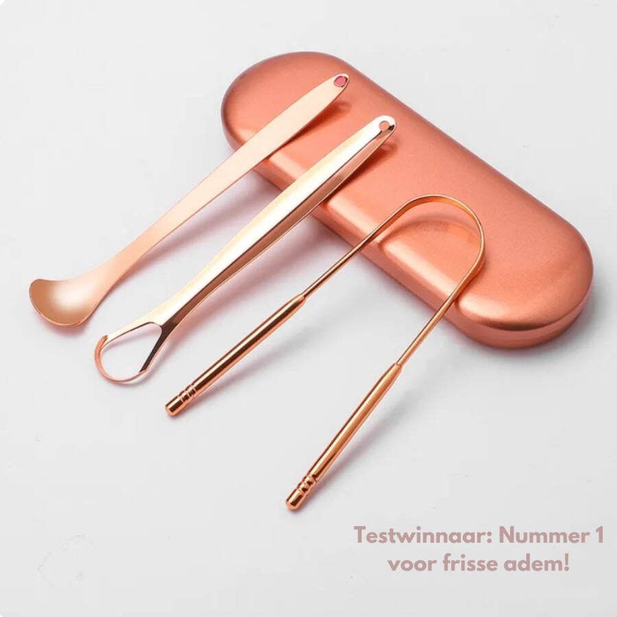 De Getrouwe Tongschraper Tongreiniger Frisse Adem Effectief 4-in-1 set Duurzaam