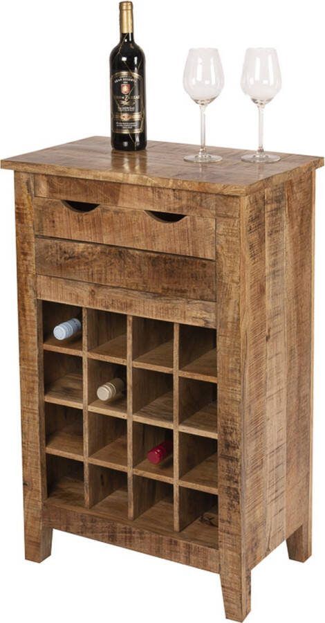 De Hanze Herten Claire Industrieel Vintage Look Retro Wijnrek Wijnkast Flessenrek Mangohout Mango Hout