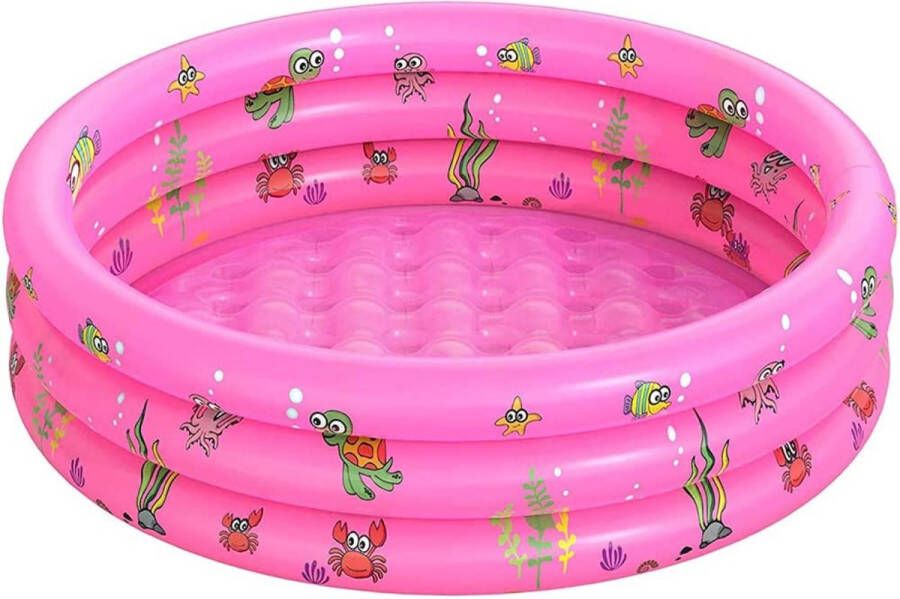 De Huis- en Tuinwinkel Kinderzwembad met Opblaasbare Bodem Incl. Reparatieset Peuter Kinder Speelzwembad 100 cm Roze