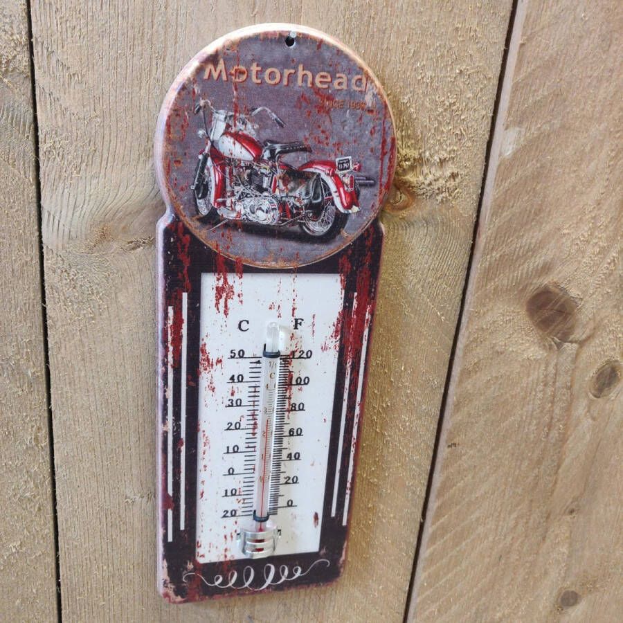 De Huismus Luxury Line Thermometer Tuin Metaal Motorhead Shabby Vintage