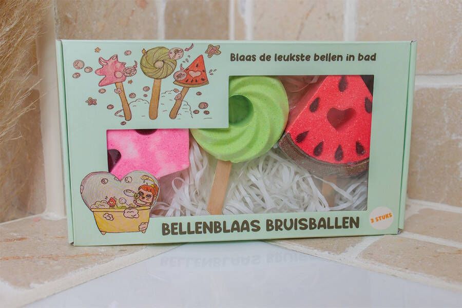 De kunst van zeep 3 Bellenblaas Bruisballen Vegan & Biologisch kadotip Tijdelijk met gratis potje badzout