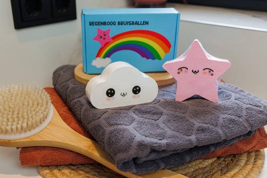 De kunst van zeep Valentijnsdag cadeau Kado kind 3 grote Regenboog Bruisballen Biologische Bruisbal Badbom Bathbombs Kado voor je liefde Speciaal met een hartje opbergdoos