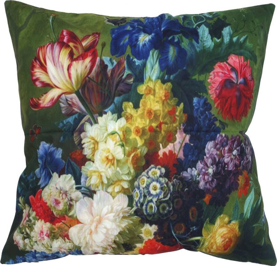 De Kussenkraam Kussenhoes Vintage bloemen groen 44 x 44 cm Landelijk 44 x 44 cm Exclusief binnenkussen