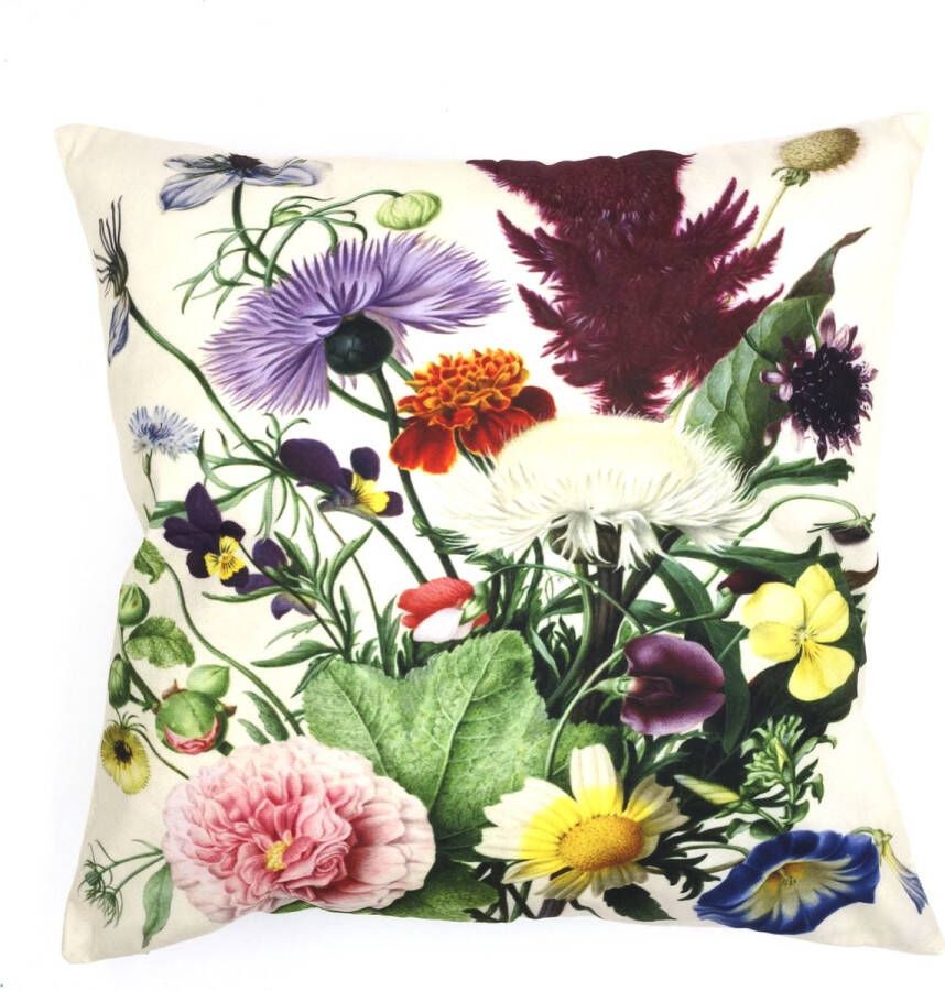 De Kussenkraam Kussenhoes wilde bloemen oude meesters 45 x 45 cm Linnenlook Exclusief binnenkussen