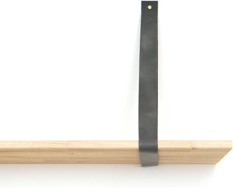 De Leermakers Leren plankdrager Grijs 2 stuks 92 x 4 cm Industriële plankendragers met koperkleurige schroeven