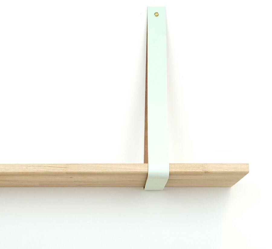 De Leermakers Leren plankdrager Pistache 2 stuks 92 x 4 cm Industriële plankendragers met koperkleurige schroeven