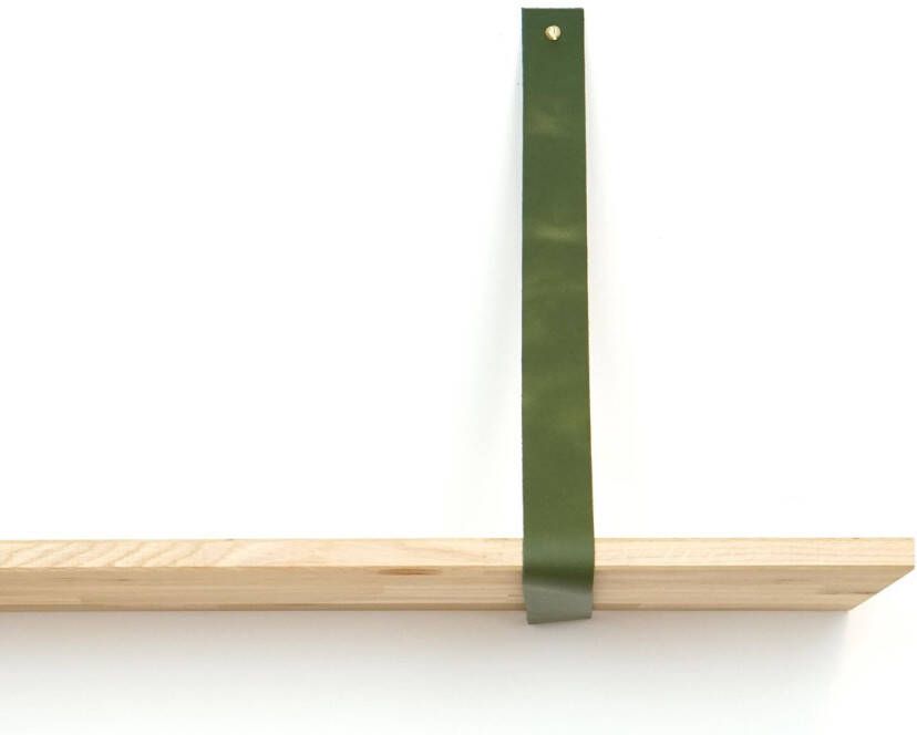 De Leermakers Leren plankdrager XL Groen 2 stuks 120 x 4 cm Industriële plankendragers XL extra lang met zilverkleurige schroeven