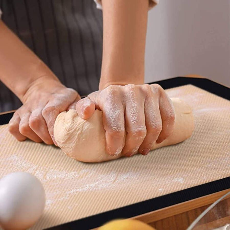 De Millennials Duurzame Siliconen bakmat Koken tot 230 ºC 42x30 cm Koken Beige & zwart Hittebestendig Makkelijk schoon Zwart Antislip Keukenaccessoires