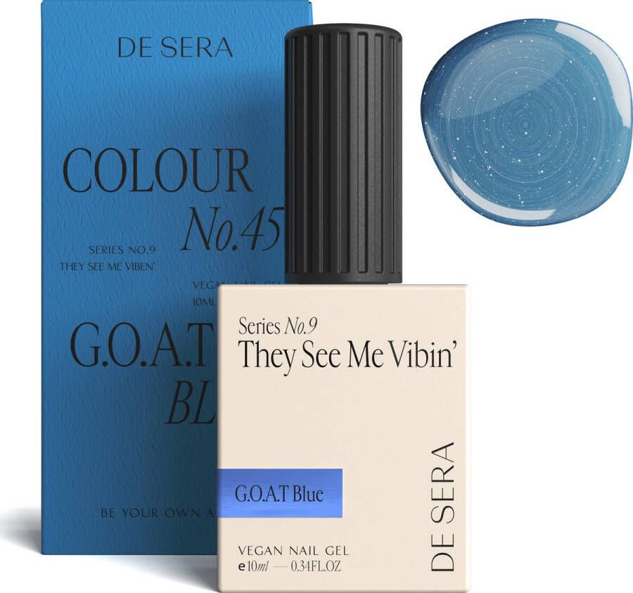 De Sera Gellak Glitter Blauwe Gel Nagellak Blauw 10ML Colour No. 45 G.O.A.T Blue