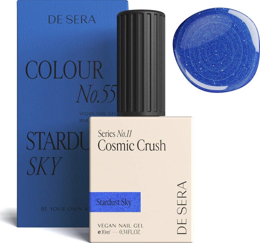 De Sera Gellak Glitter Blauwe Gel Nagellak Blauw 10ML Colour No. 55 Stardust Sky