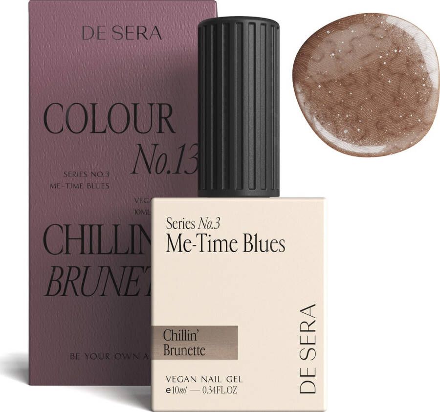 De Sera Gellak Glitter Paars Bruine Gel Nagellak Bruin 10ML Colour No. 13 Chillin' Brunette