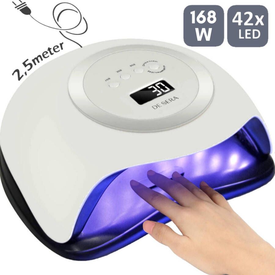 De Sera UV Lamp Gelnagels 168W LED Lamp Nagels Gellak Lamp Nageldroger met 2.5 Meter Lang Snoer Beige Mat