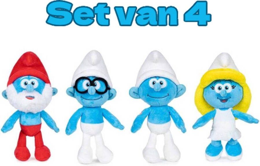 De Smurfen Pluche Knuffel Set 20 cm (4 stuks) (Grote Smurf Brilsmurf Potige Smurf Smurfin) {The Smurfs Plush Toy Speelgoed Knuffelpop Knuffels voor kinderen jongens meisjes}