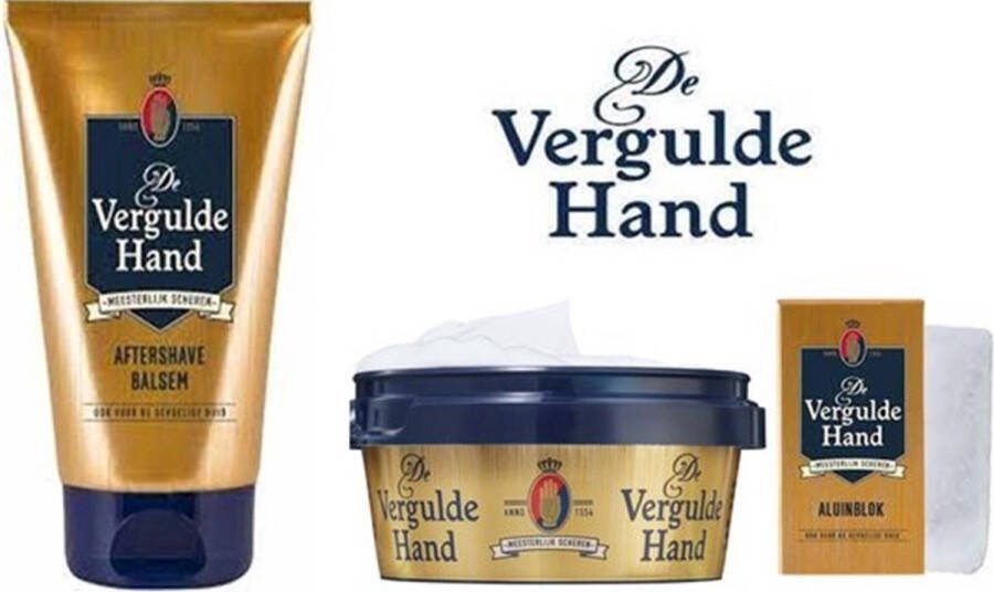 De vergulde Hand SET Scheerkuip Aftershave Balsem Aluin