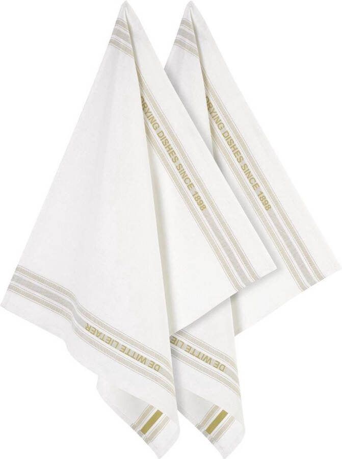 De Witte Lietaer Dish keukenhanddoek 65x70 cm Set van 6 Off-White-Yellowgreen