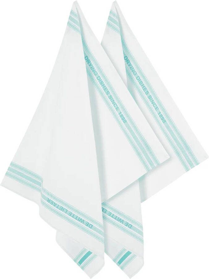 De Witte Lietaer 6 x keukenhanddoek Dish Aqua 65 x 70 cm Katoen Linnen