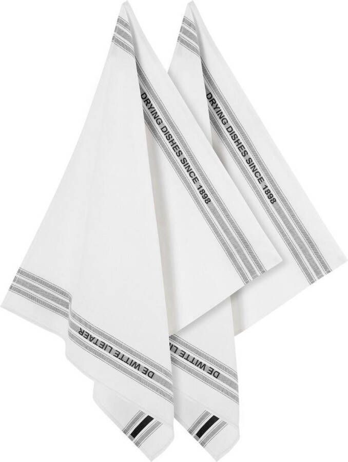 De Witte Lietaer 6 x keukenhanddoek Dish zwart 65 x 70 cm Katoen Linnen
