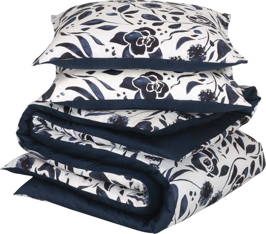 De Witte Lietaer Dekbedovertrek Katoen Satijn Meadow Tweepersoons 200 x 200 220 cm Blauw