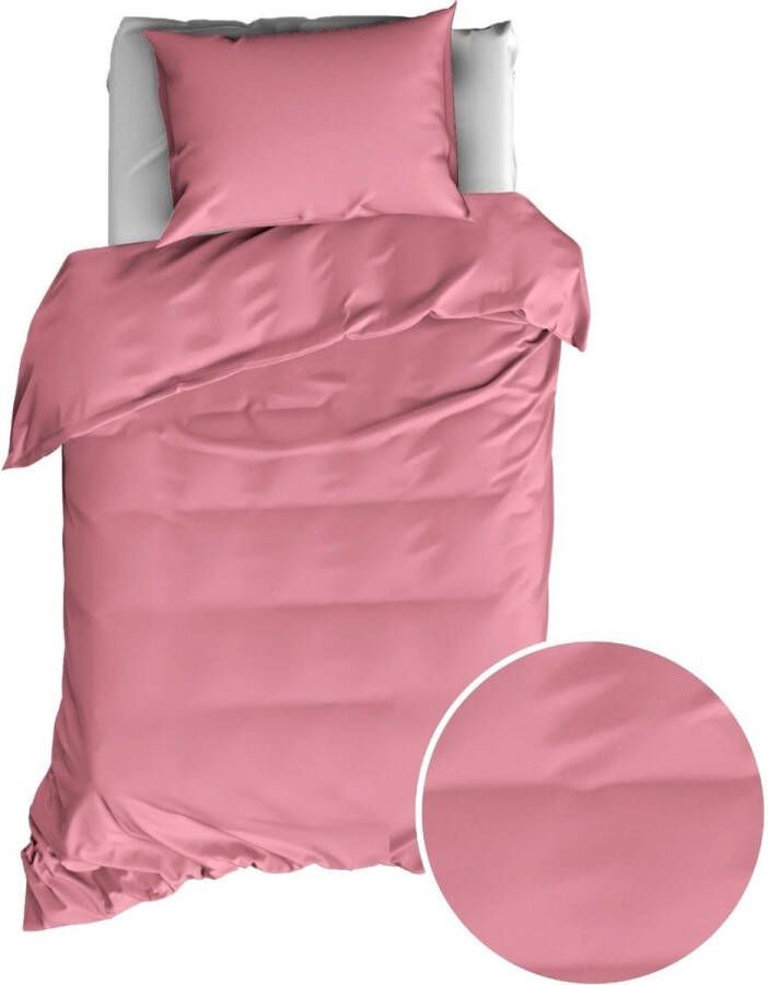 De Witte Lietaer Dekbedovertrek Katoen Satijn Olivia Eenpersoons 140 x 200 220 cm Roze