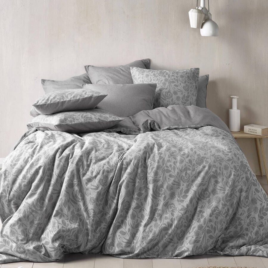 De Witte Lietaer Dekbedovertrek Lea Natural Grey 260 x 240 cm + 2x 60 x 70 cm 100% katoen flanel