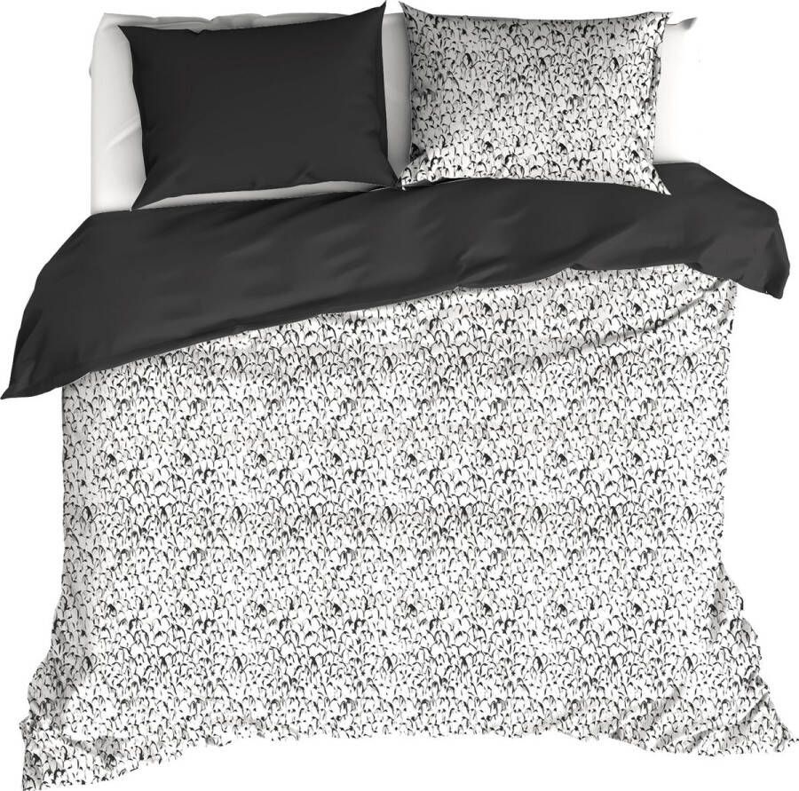 De Witte Lietaer Dekbedovertrek Waddle Dark Shadow Tweepersoons 200 x 200 220 cm Katoen Satijn
